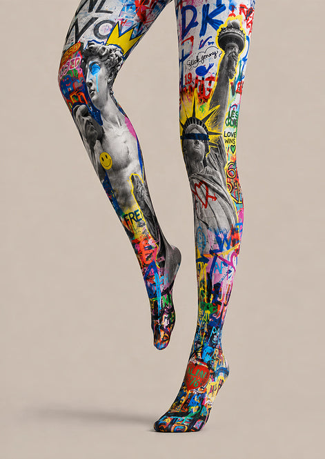 Street Art Statue Print Tights Hosiery Pantyhose L68-129