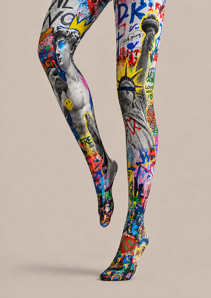 Street Art Statue Print Tights Hosiery Pantyhose L68-129