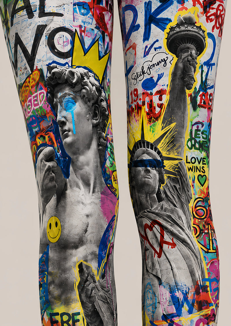 Street Art Statue Print Tights Hosiery Pantyhose L68-129