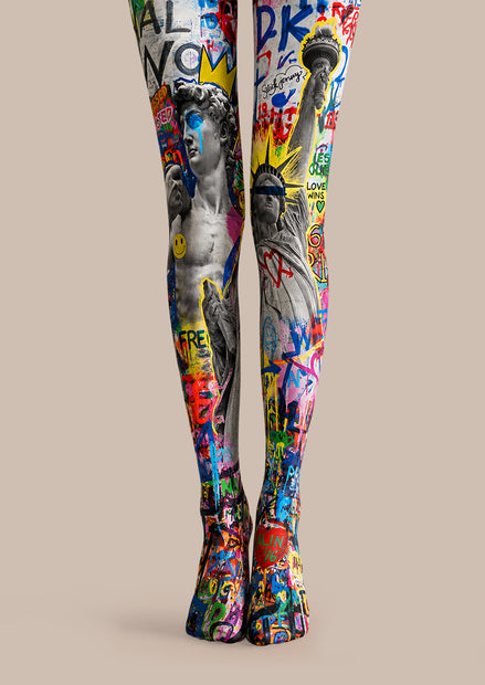 Street Art Statue Print Tights Hosiery Pantyhose L68-129