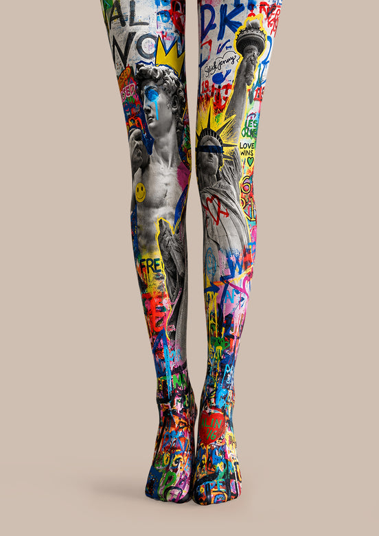 Street Art Statue Print Tights Hosiery Pantyhose L68-129
