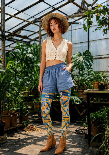 Boho Tribal Ikat Print Tights Hosiery L68-131