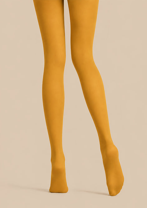 Mustard Yellow Basic Tights Hosiery Pantyhose L68-137