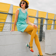 Mustard Yellow Basic Tights Hosiery Pantyhose L68-137