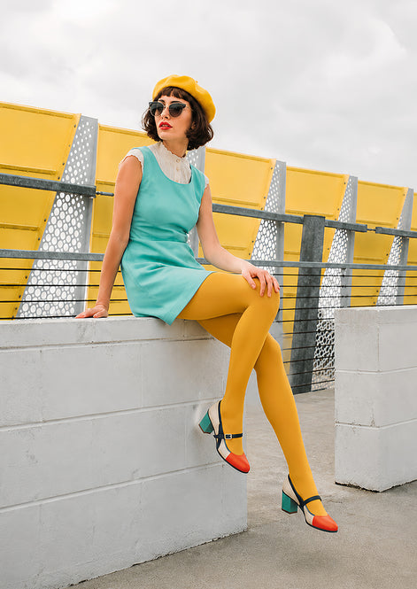 Mustard Yellow Basic Tights Hosiery Pantyhose L68-137