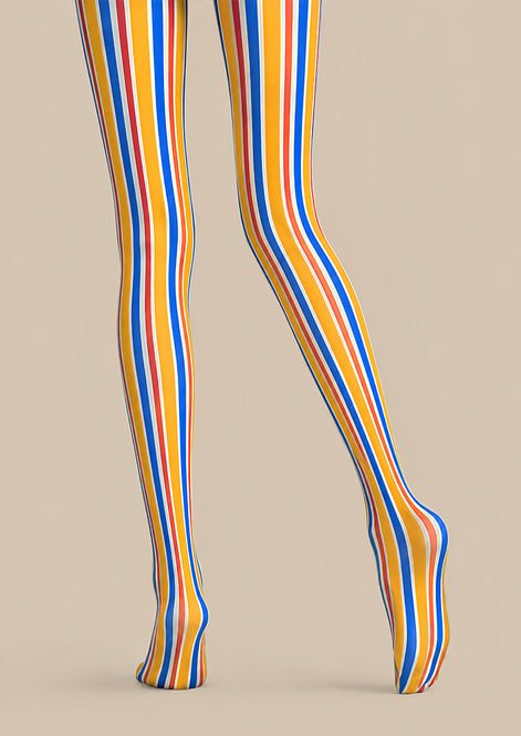 Color Block Vertical Stripe Tights Pantyhose L68-141