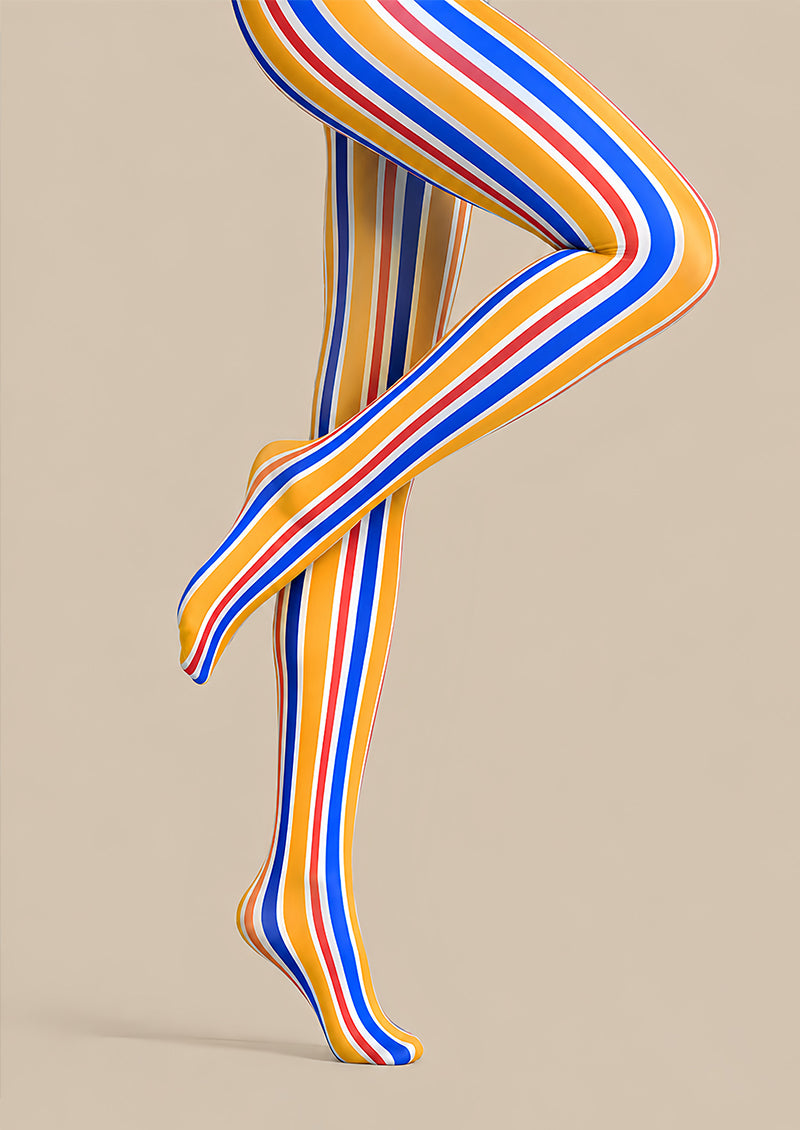 Color Block Vertical Stripe Tights Pantyhose L68-141