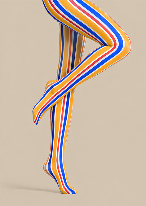 Color Block Vertical Stripe Tights Pantyhose L68-141