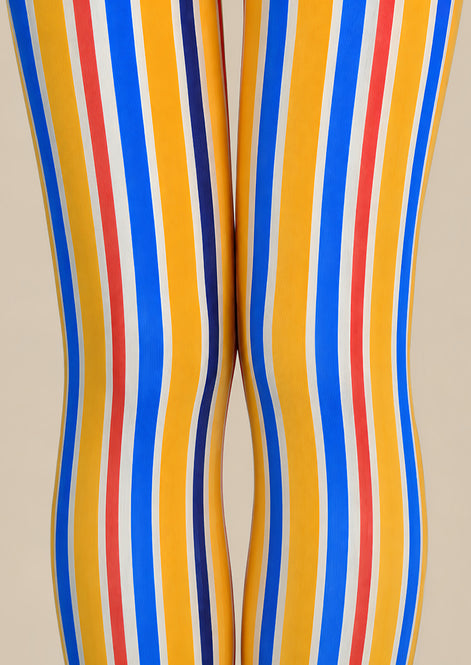 Color Block Vertical Stripe Tights Pantyhose L68-141