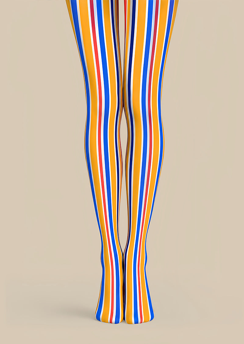 Color Block Vertical Stripe Tights Pantyhose L68-141