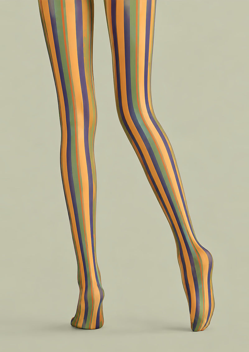 Vintage Rainbow Striped Tights Pantyhose L68-142