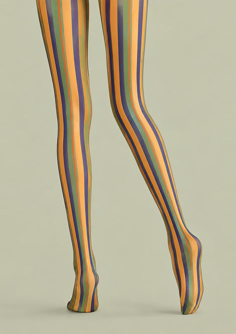 Vintage Rainbow Striped Tights Pantyhose L68-142