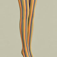 Vintage Rainbow Striped Tights Pantyhose L68-142