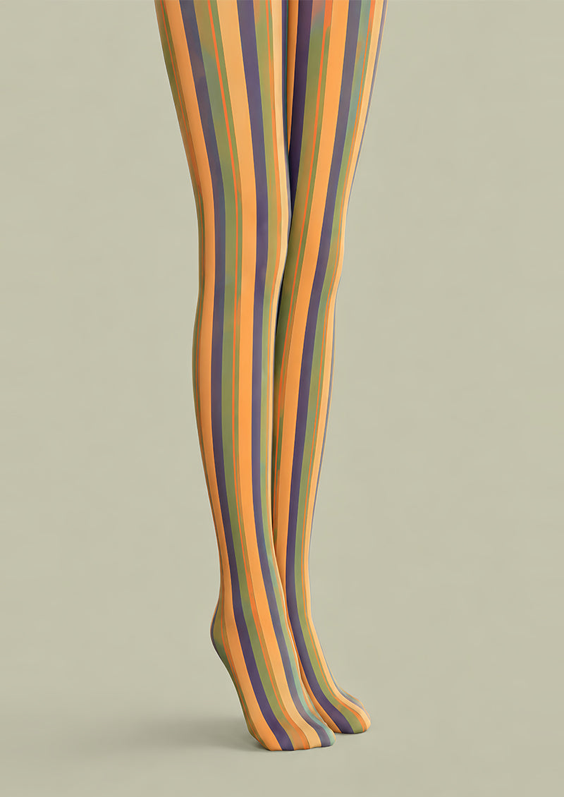 Vintage Rainbow Striped Tights Pantyhose L68-142