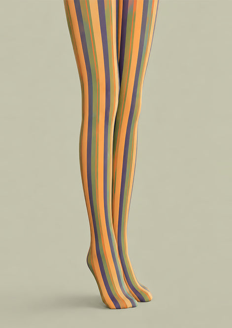 Vintage Rainbow Striped Tights Pantyhose L68-142