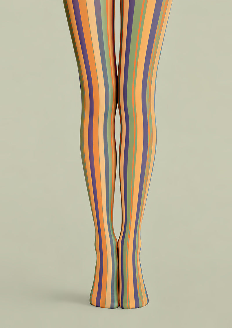 Vintage Rainbow Striped Tights Pantyhose L68-142