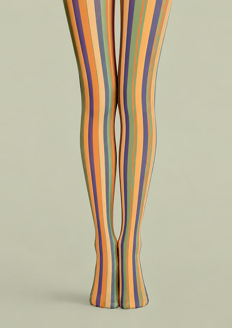 Vintage Rainbow Striped Tights Pantyhose L68-142