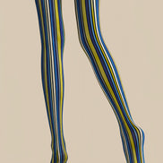 Electric Blue Striped Tights Hosiery Pantyhose L68-143