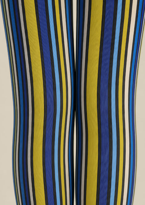 Electric Blue Striped Tights Hosiery Pantyhose L68-143