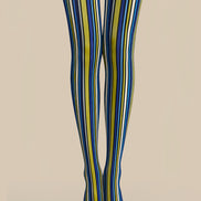 Electric Blue Striped Tights Hosiery Pantyhose L68-143
