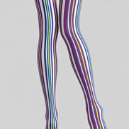 Purple Rhythm Striped Tights Pantyhose L68-144