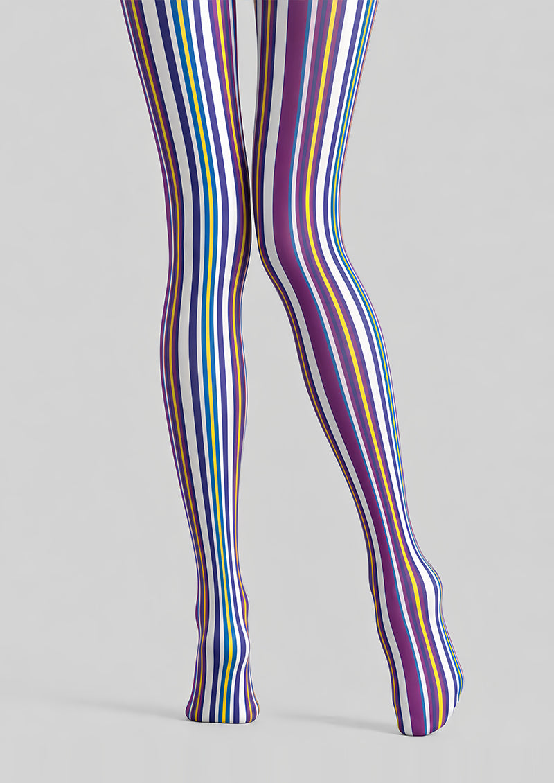 Purple Rhythm Striped Tights Pantyhose L68-144