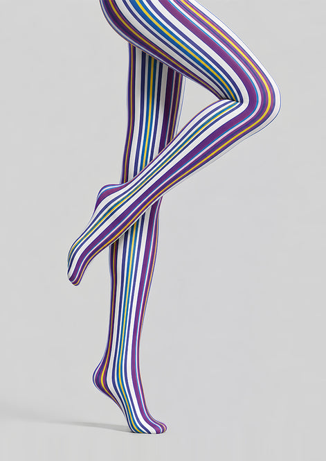 Purple Rhythm Striped Tights Pantyhose L68-144