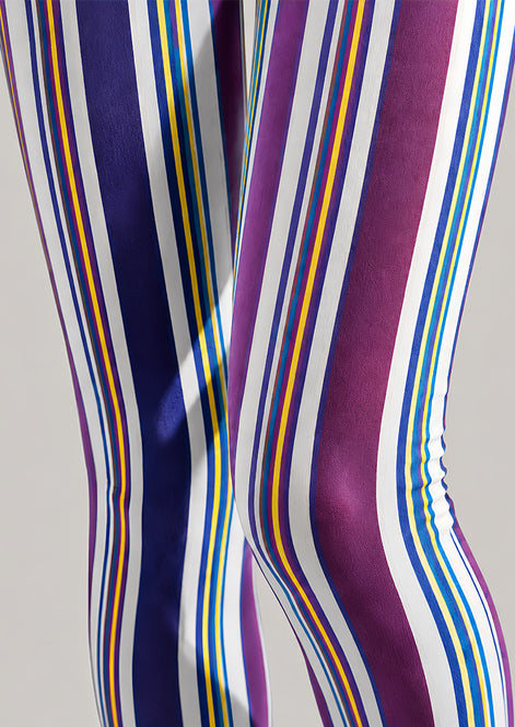 Purple Rhythm Striped Tights Pantyhose L68-144