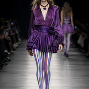 Purple Rhythm Striped Tights Pantyhose L68-144