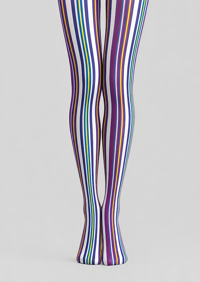 Purple Rhythm Striped Tights Pantyhose L68-144