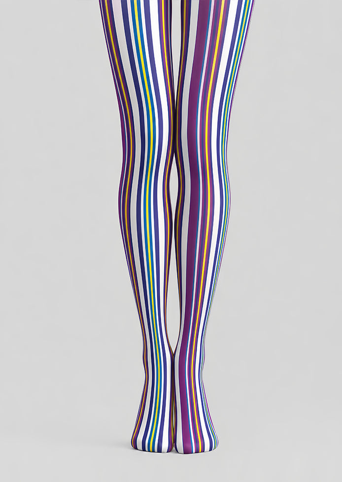 Purple Rhythm Striped Tights Pantyhose L68-144