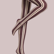 Mocha Classic Striped Tights Hosiery Pantyhose L68-145