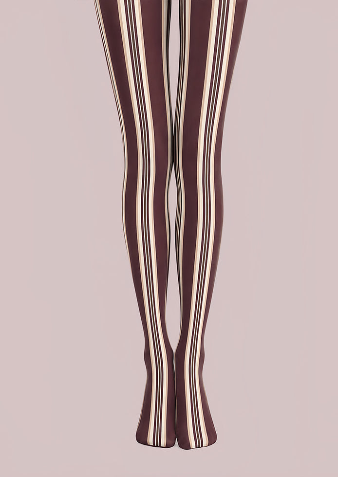 Mocha Classic Striped Tights Hosiery Pantyhose L68-145