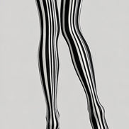 Black White Classic Striped Tights Pantyhose L68-146