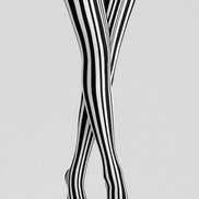 Black White Classic Striped Tights Pantyhose L68-146