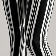 Black White Classic Striped Tights Pantyhose L68-146