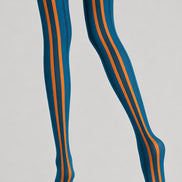Sporty Blue Orange Striped Tights Pantyhose L68-147