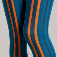 Sporty Blue Orange Striped Tights Pantyhose L68-147
