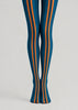 Sporty Blue Orange Striped Tights Pantyhose L68-147