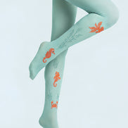 Goldfish Seahorse Animal Print Tights Green Pantyhose L68-15