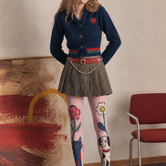 Pink Cat Dog Pantyhose Floral Animal Print Tights L68-16