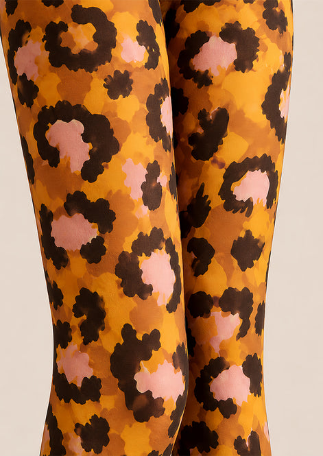 Leopard Fashion Orange Pantyhose Animal Print Tights L68-17