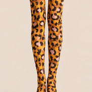 Leopard Fashion Orange Pantyhose Animal Print Tights L68-17