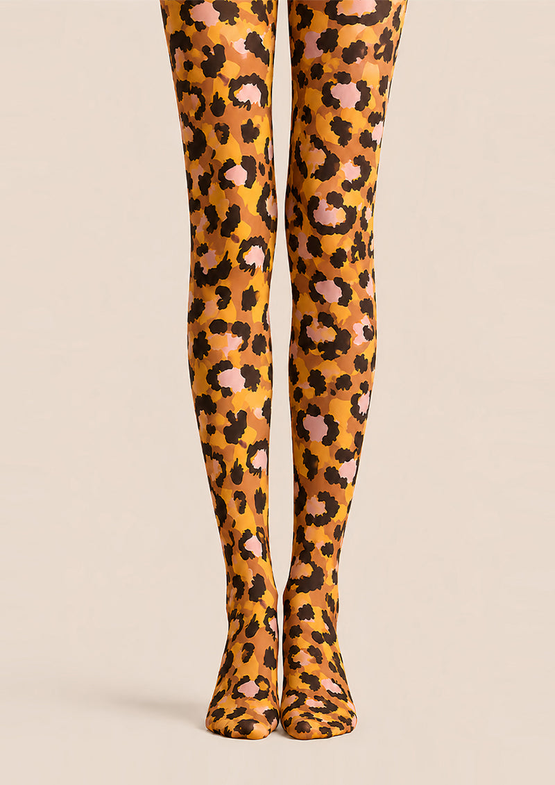 Leopard Fashion Yellow Pantyhose Animal Print Tights L68-17