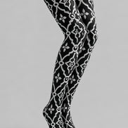 Black White Geometric Patterned Pantyhose Tights L68-18