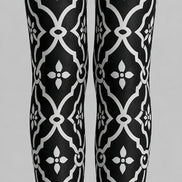 Black White Geometric Patterned Pantyhose Tights L68-18