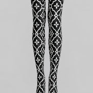 Black White Geometric Patterned Pantyhose Tights L68-18