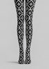 Black White Geometric Patterned Pantyhose Tights L68-18