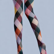 Multicolor Diamond Geometric Patterned Tights L68-19