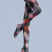 Multicolor Diamond Geometric Patterned Tights L68-19